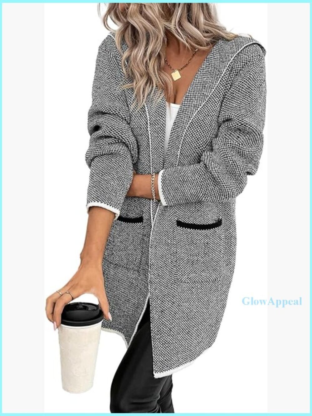 Oversized Chunky Hooded Cardigan Sweater Long Sleeve Open Front